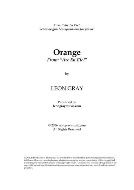 Orange Mvt 2 From Arc En Ciel Sheet Music