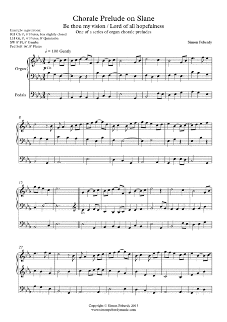 Free Sheet Music Organ Chorale Prelude On The Tune Slane Be Thou My Vision Or Lord Of All Hopefulness