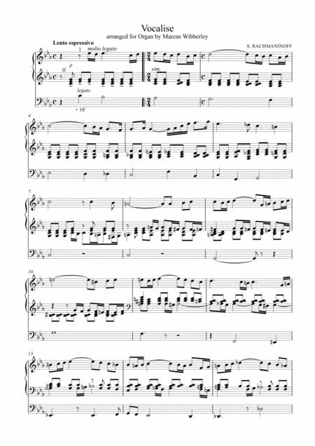 Organ Vocalise Op 34 No 14 Rachmaninoff Sheet Music