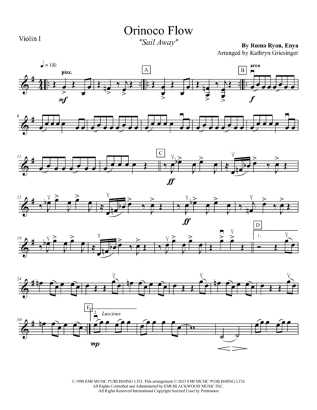 Free Sheet Music Orinoco Flow String Quartet