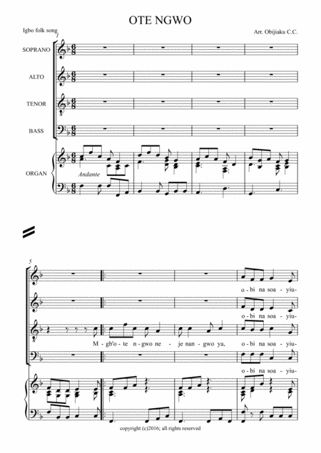 Ote Ngwo Sheet Music