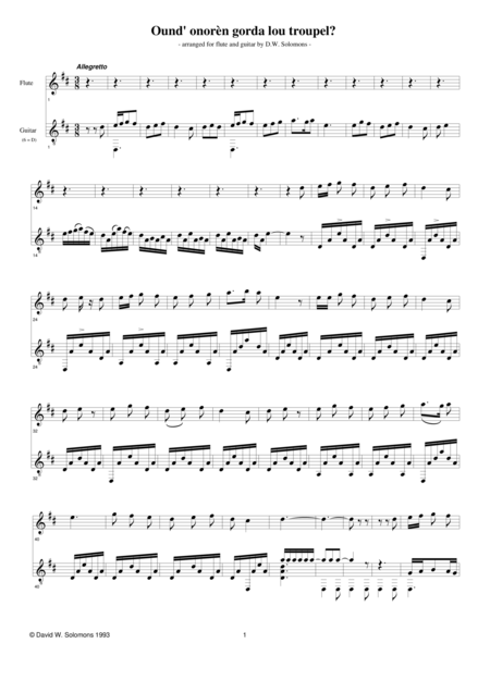 Ound Onoren For Flute And Guitar Sheet Music