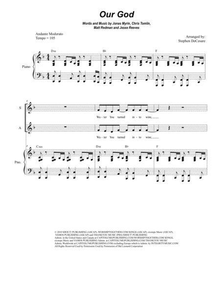 Free Sheet Music Our God For Vocal Quartet Satb