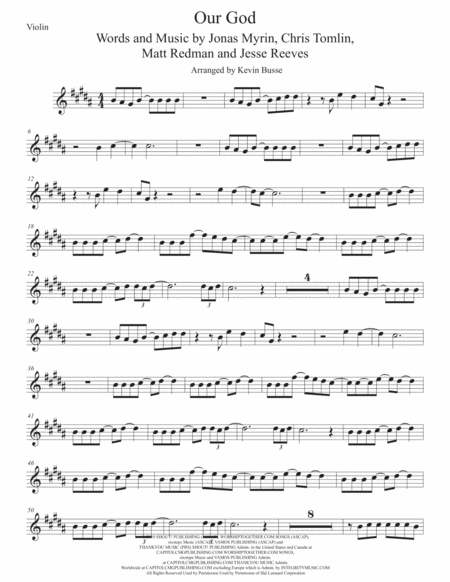 Free Sheet Music Our God Original Key Violin