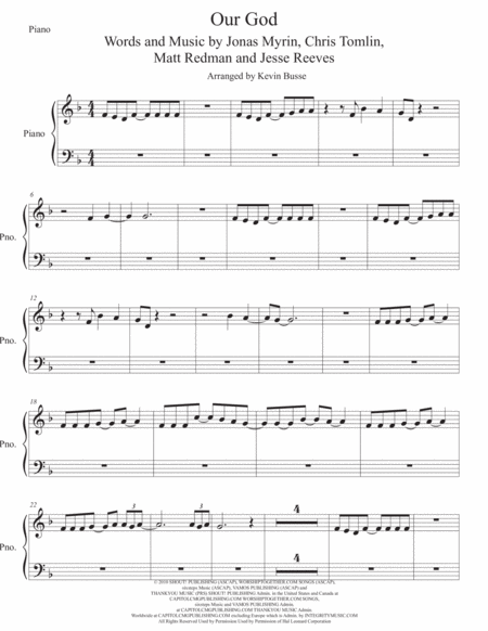 Our God Piano Sheet Music