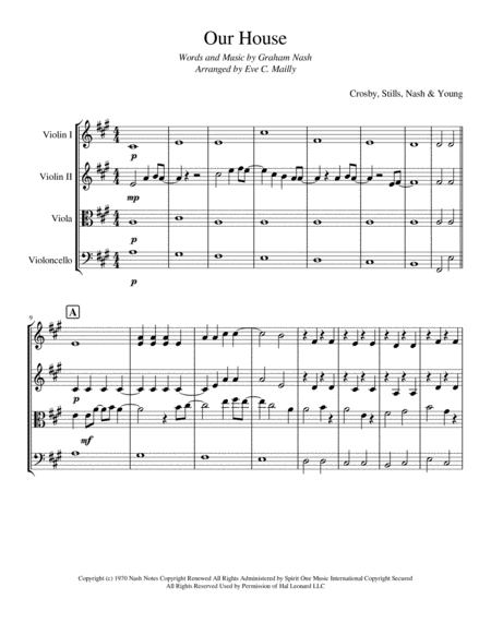 Our House String Quartet Sheet Music