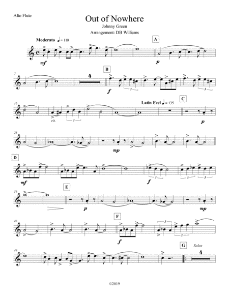 Out Of Nowhere Alto Flute Sheet Music