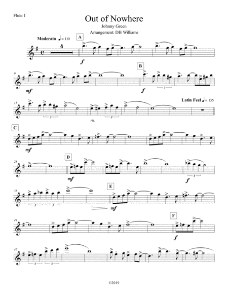 Free Sheet Music Out Of Nowhere Flute 1