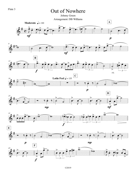 Free Sheet Music Out Of Nowhere Flute 3