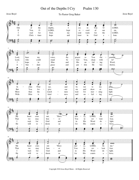 Free Sheet Music Out Of The Depths I Cry Psalm 130