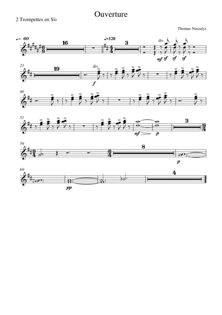 Ouverture Trumpet Part Sheet Music