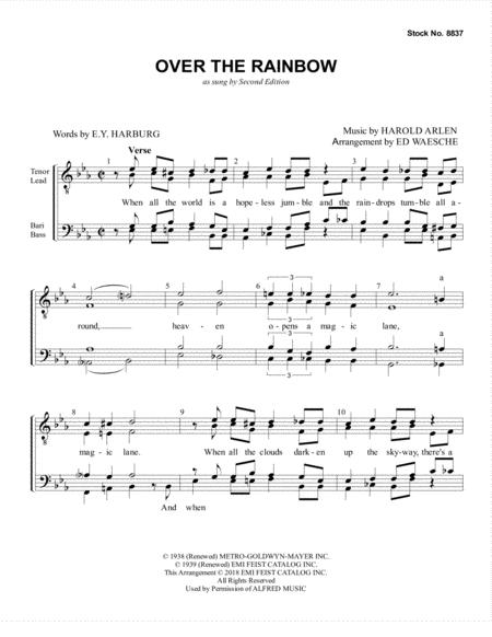 Free Sheet Music Over The Rainbow Arr Ed Waesche