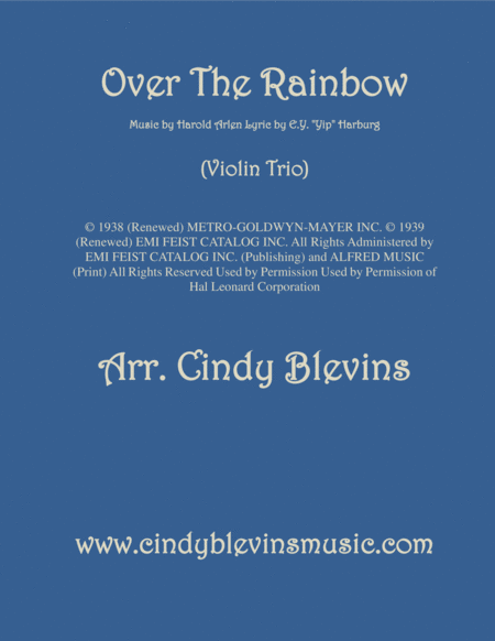 Over The Rainbow From The Wizard Of Oz Arranged For Violin Trio Sheet Music