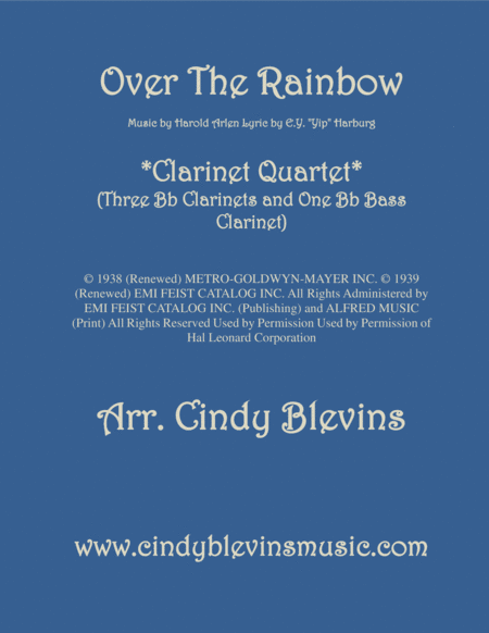 Over The Rainbow From The Wizard Of Oz For Clarinet Quartet With Bass Clarinet Sheet Music