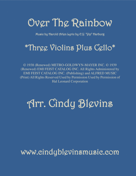 Over The Rainbow From The Wizard Of Oz For Three Violins And Cello Sheet Music