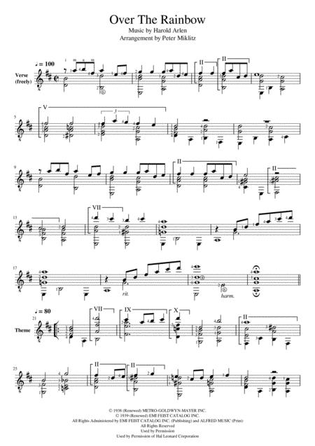 Free Sheet Music Over The Rainbow From The Wizard Of Oz Standard Notation