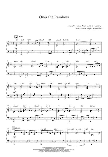 Free Sheet Music Over The Rainbow Jazz Solo Piano With Ad Lib