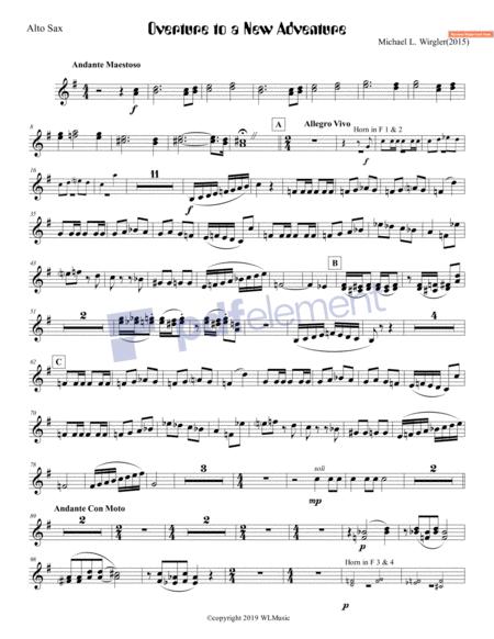 Free Sheet Music Overture To A New Adventure