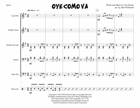 Oye Como Va For Steel Band Sheet Music