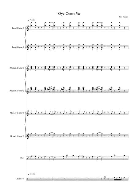 Free Sheet Music Oye Como Va Guitar Ensemble Score