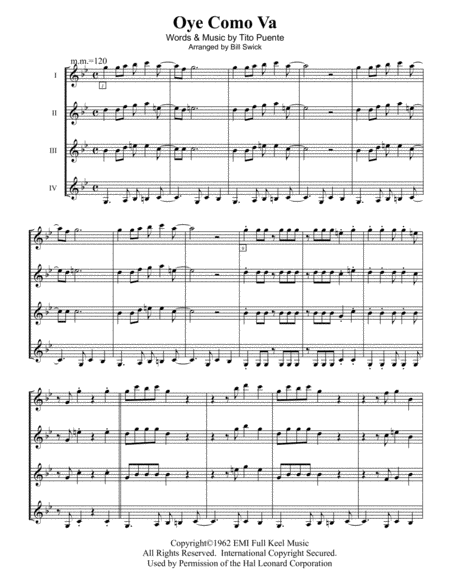 Free Sheet Music Oye Como Va