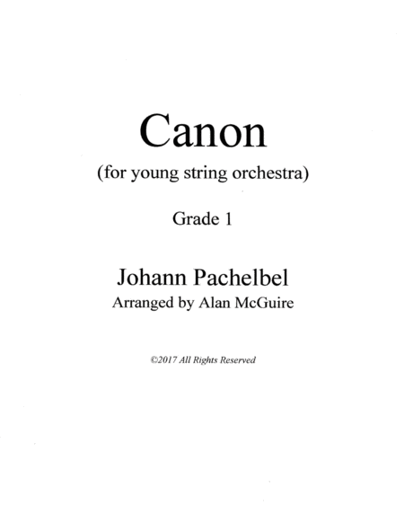 Pachelbel Canon For Young String Orchestra Sheet Music