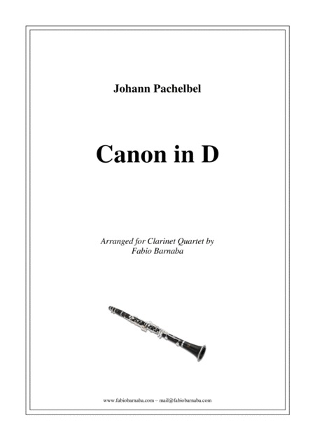 Pachelbel Canon In D For Clarinet Quartet Or Clarinet Choir Sheet Music