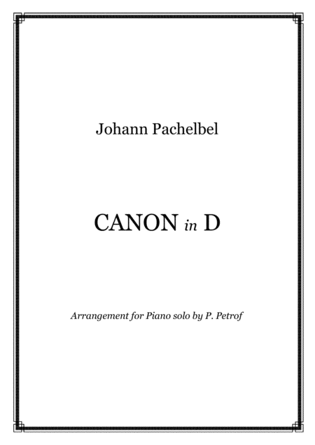 Free Sheet Music Pachelbel Canon In D Piano Solo