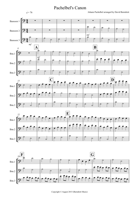 Pachelbels Canon For Bassoon Trio Sheet Music