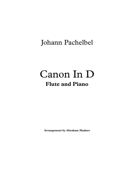 Pachelbels Canon In D Flute And Piano Sheet Music