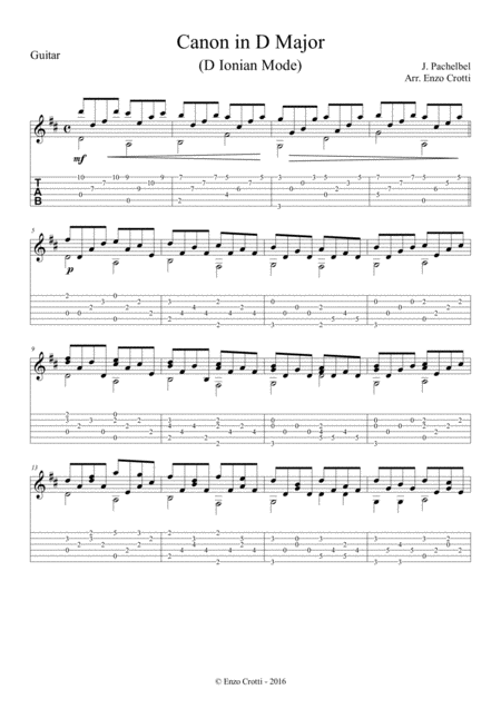 Pachelbels Canon In D Solo Guitar Sheet Music And Tab Sheet Music