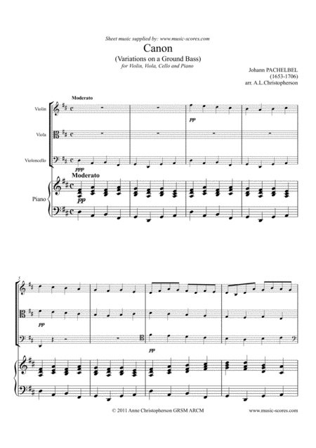 Pachelbels Canon String Trio And Piano Sheet Music