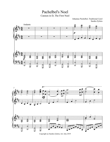 Pachelbels Noel Two Piano Duet Sheet Music