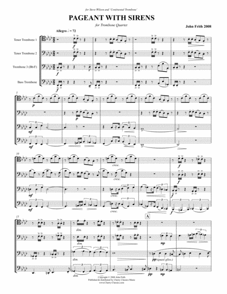 Pageant With Sirens For Trombone Quartet Sheet Music