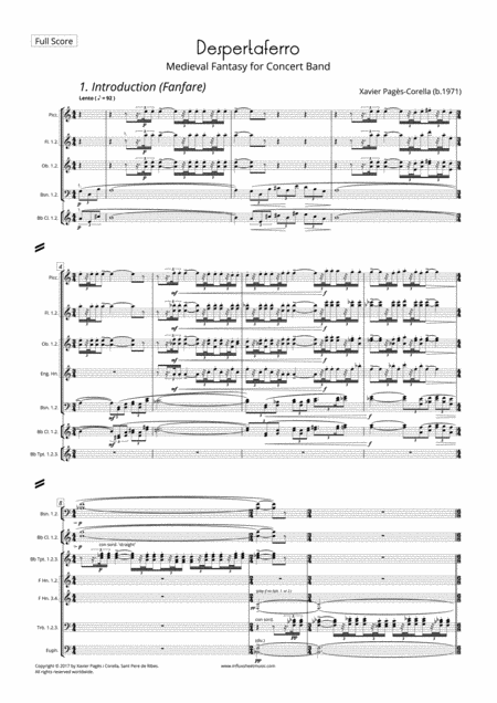 Free Sheet Music Pags Corella Despertaferro Medieval Fantasy For Concert Band Full Score