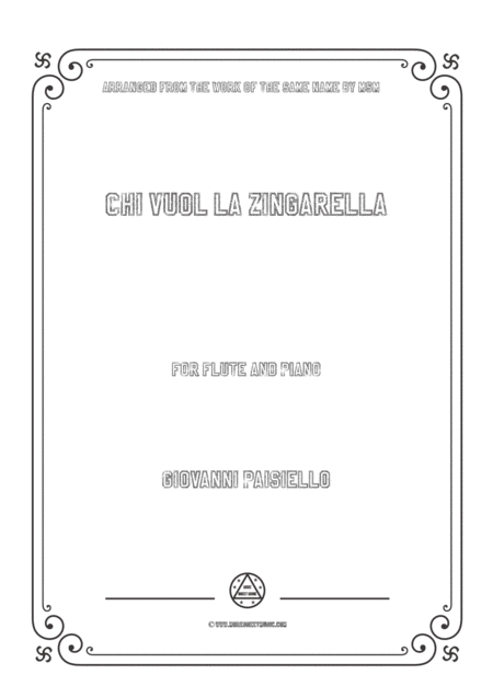 Paisiello Chi Vuol La Zingarella For Flute And Piano Sheet Music