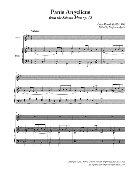 Free Sheet Music Panis Angelicus From The Solemn Mass Op 12