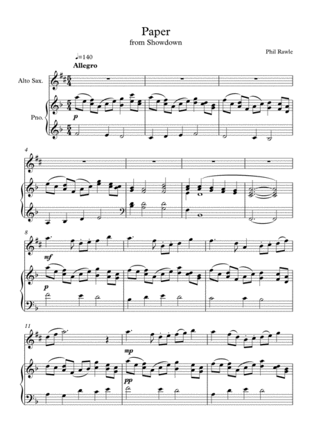 Paper Alto Sax And Piano Sheet Music