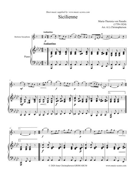 Paradies Sicilienne Baritone Sax And Piano Sheet Music