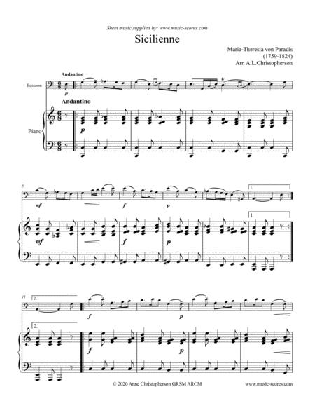 Free Sheet Music Paradies Sicilienne Bassoon And Piano