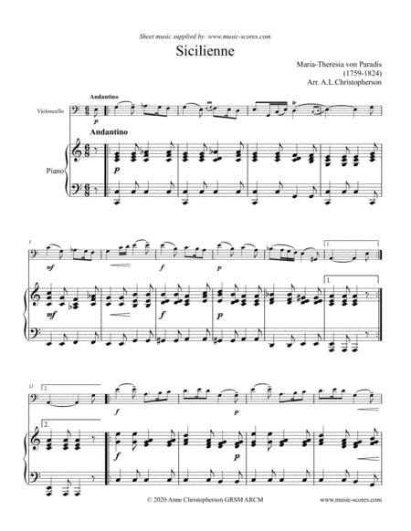 Free Sheet Music Paradies Sicilienne Cello And Piano