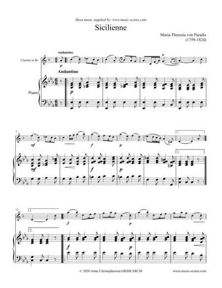 Free Sheet Music Paradies Sicilienne Clarinet And Piano