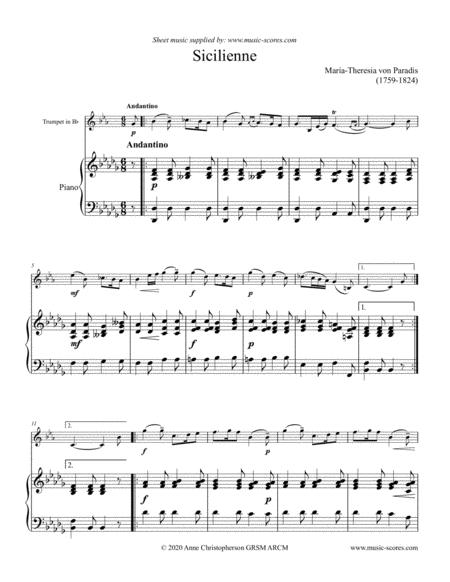 Free Sheet Music Paradies Sicilienne Trumpet And Piano