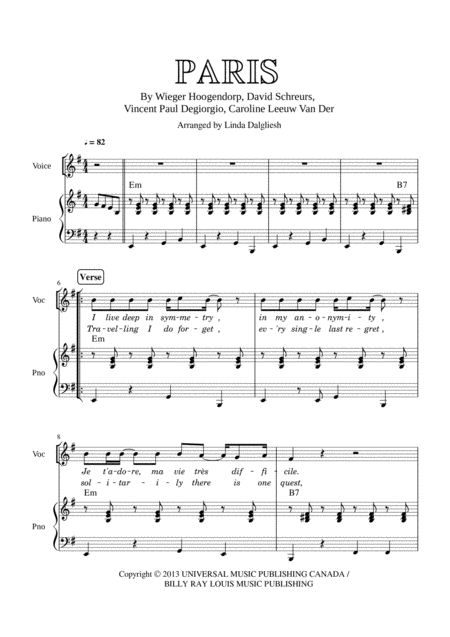 Free Sheet Music Paris Caro Emerald Piano Vocal