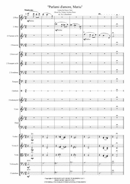 Parlami D Amore Mariu Orchestral Score And Instrument Parts Sheet Music