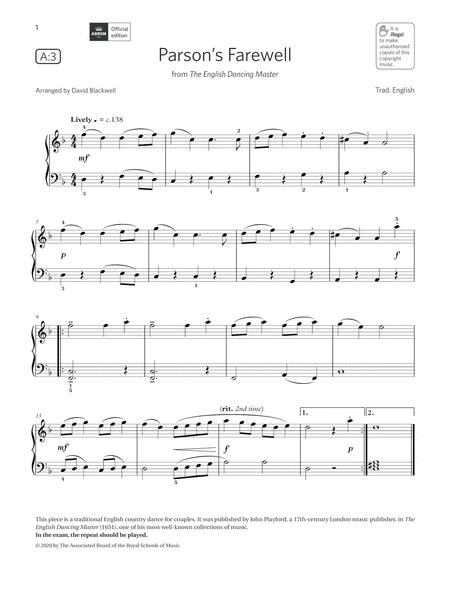 Free Sheet Music Parsons Farewell Grade 1 List A3 From The Abrsm Piano Syllabus 2021 2022