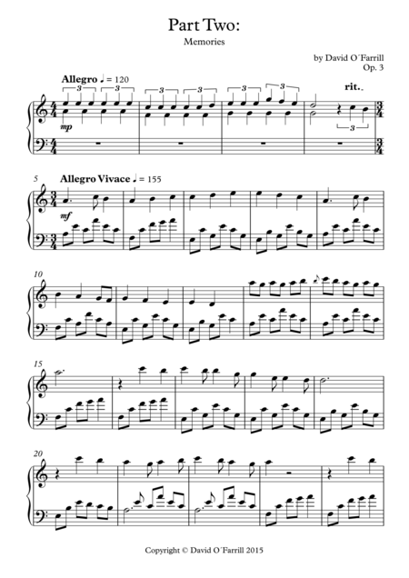 Free Sheet Music Part Two Memories