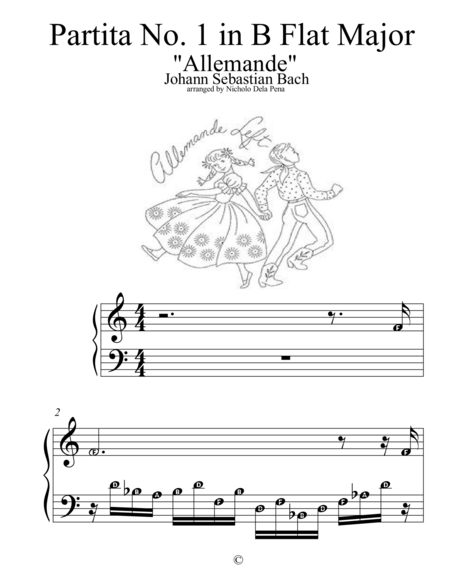 Free Sheet Music Partita No 1 In B Flat Major Allemande