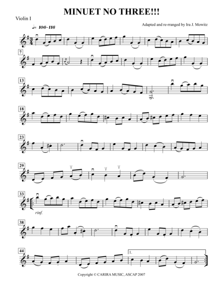 Free Sheet Music Parts For Minuet No Three Sq Or String Orch Version