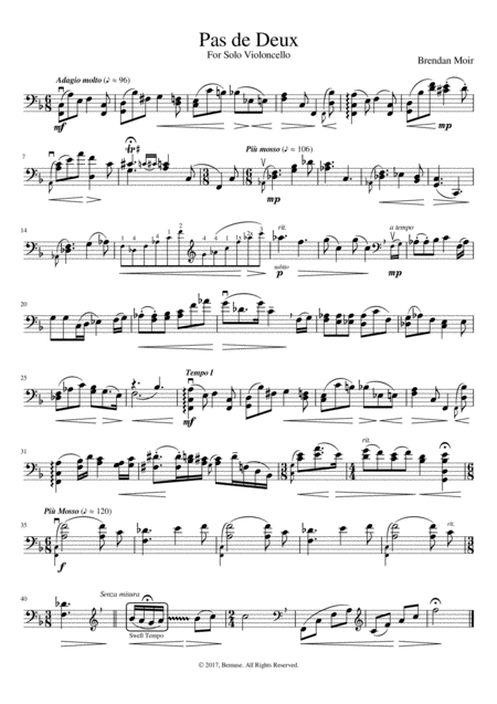 Free Sheet Music Pas De Deux For Solo Violoncello